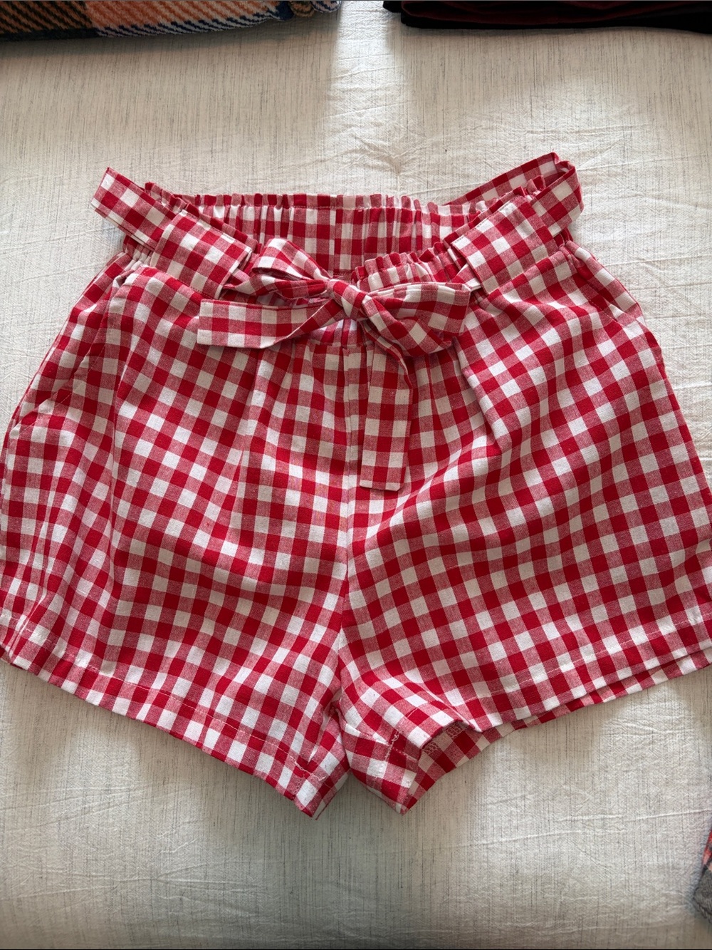 Red Gingham Paperbag Waist Women’s Shorts